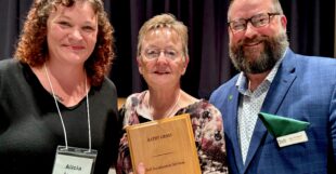 Alicia, the Day Program Supervisor, alongside Kathy Gross and Zak Wolpert, President of Bell's Board of Directors.